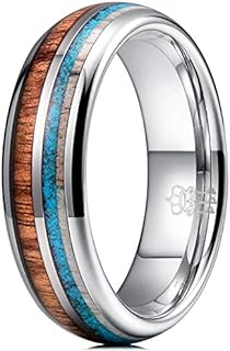 THREE KEYS JEWELRY 6mm 8mm Tungsten Wedding Ring Koa Wood Antler Calaite Inlay Vikings Hunting Band/Customized Ring