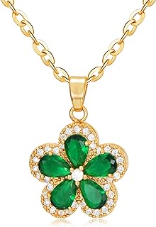 Gold-Plated Green Crystal Pendant Necklace with Copper Cable Chain for Women - Floral Oval Design, Ideal Birthday/Christmas Gift for Wife or Daughter