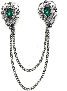 Antique Collar Clips Brooches Lapel Pins for Women Girls Unisex Vintage Elegant Enameled Flower Imitation Pearl Blue Rhinestone Layered Tassel Chain Drop Dangling Necktie Tie Shawl Scarf Dress Accessories Jewelry Christmas Birthday