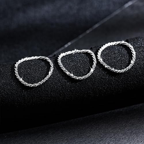 Stackable 925 Sterling Silver Rings for Women, Dainty Stacking 5PCS Silver Link Ring Set for Women Cute Fashion Sparkling Shiny Knuckle Rings Pack Jewelry Gift for Women Teen Girls Size 5-10