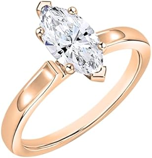 Dazzlingrock Collection 0.50-3.00 Carat Marquise Lab Grown White Diamond V-Prong Solitaire Engagement Ring for Women in 18K Solid Gold