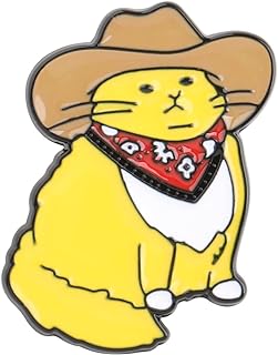 Cubic Zirconia-Embellished Cat Cowboy Brooch Pin with Exclusive Western Design and Secure Pin Clasp - Crafted in Durable, Hypoallergenic Copper
