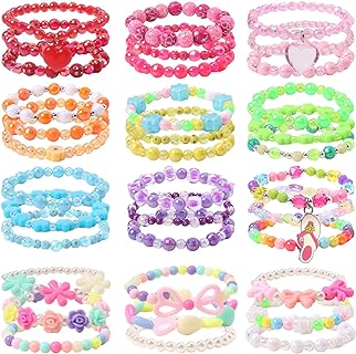 Unicorn Charm Beaded Bracelet in Durable Plastic for Kids/Elastic Design by Zifengcer - Vibrant Rainbow Kids Jewelry & Party Favors