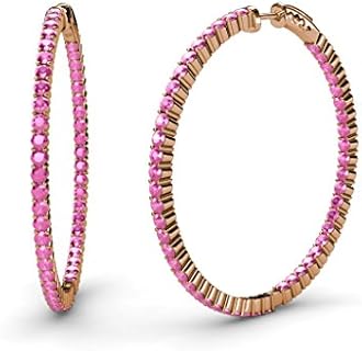 Pink Sapphire Inside-Out Hoop Earrings 3.15 ctw 14K Rose Gold