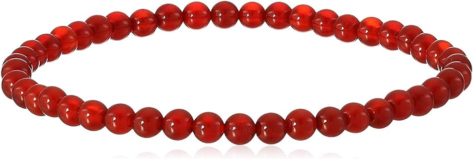 4mm Round Red Agate Carnelian Bead Chain Bracelet, No-Clasp Style, Suitable for Both Men and Women, Various Sizes Available