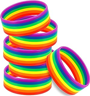 12 Pcs Rainbow Pride Bracelet Bisexual Bracelet Silicone Wristbands LGBTQ Gifts for Men Women Support Parties