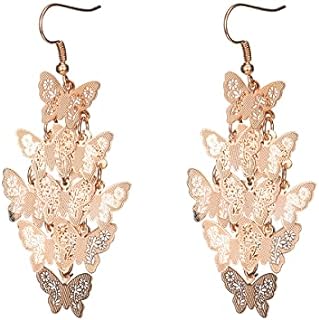 Nine Piece Butterfly Earrings Mix Color Bohemia Style Long Drop Dangle Hook Earrings Lightweight Fashion Style Butterfly Earrings Holiday Gifts Jewelry for Women Girls