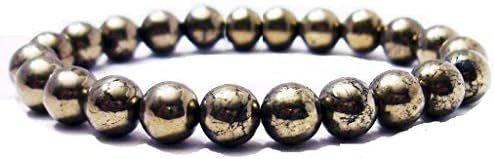 Double Safety Clasp Pyrite Crystal Bracelet with Agate Gem, Unisex Bead Chain Bracelet for Confidence and Courage