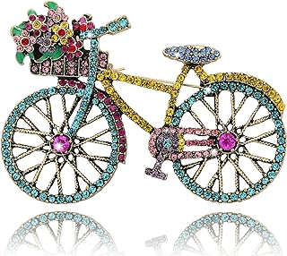 Vancy Utopia Crystal Rhinestone Creative Bicycles Brooch Pin for Women Retro Elegant Handmade Blue Brooches Pins Classic Wedding Fashion Jewelry Accessories Gift