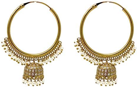 Infinity Hoop Chandelier Earrings in Silver Gold Bronze with Tiny Pearls and Zircon - Womens Fashion Trendy Gifts For Mothers Day Ramadan Eid by Duel On Jewel