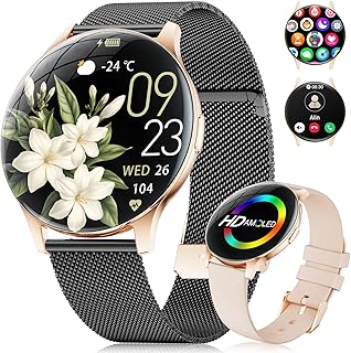 BENYAR SMART Montre Connectée Femme avec Écran AMOLED de 1,43 et Appel Bluetooth, Design Élégant et Personnalisable, Idéale pour le Bien-être et le Sport