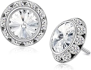 XOZEU Rhinestone Dance Earrings for Women Teens Crystal Halo Stud Earrings Elastic Rhinestone Hair Tie for Competitions Performance Stage Wedding Party