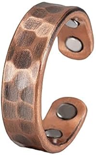 Hammered Design Copper Rings Men Women Adjustable Vintage Solid Copper Magnetic Rings Wedding Rings Open Cuff Rings