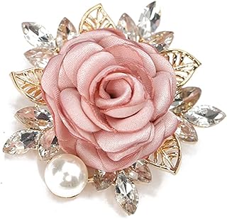 Elegant Rose Flower Brooch Pin for Women Men Wedding Party Gentleman's Essentials Handmade Crystal Pearl Fabric Flower Lapel Pin Dress Suit Accessories Boutonniere Ideas Gift Valentine's Day