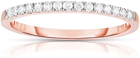 14K Gold 1/6 Ct Diamonds Stackable Band Ring, Size 9