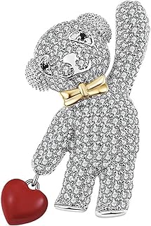 PEPAXON Bear Brooch for Women Rhinestones Brooch Sweater Pin Cute Animal Silver Brooch for Grils