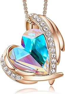 CDE Love Heart Pendant Necklaces for Women Silver Tone Rose Gold Tone Crystals Birthstone Christmas Jewelry Gifts for Women Birthday/Anniversary Day/Valentine’s Day