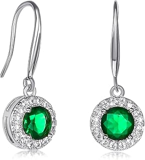 Boucles d'oreilles émeraude pour femme et adolescente, ornées de pierres vertes de 6 mm, plaquées rhodium, hypoallergéniques et parfaites pour un usage quotidien élégant