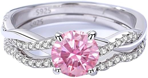 1CT Moissanite Rings for Women Bridal, Four Prong Moissanite Diamond, Solid S925 Sterling Silver, Lab Created Round Cut, Engagement Wedding Promise Anniversary Stackable Ring Set