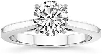 5-Carat White/Yellow/Rose Gold Siran Secret Halo Engagement Ring, Lab-Grown Diamond for Her, Cathedral-Shaped Design