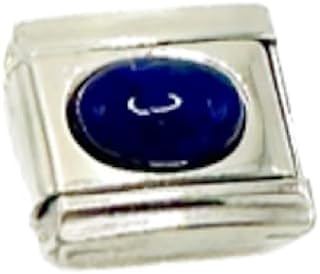 9mm Links Compatible with Italian Charms Bracelets, Stainless Steel & Blue Lapis Stone Italian Charm Bracelet Links