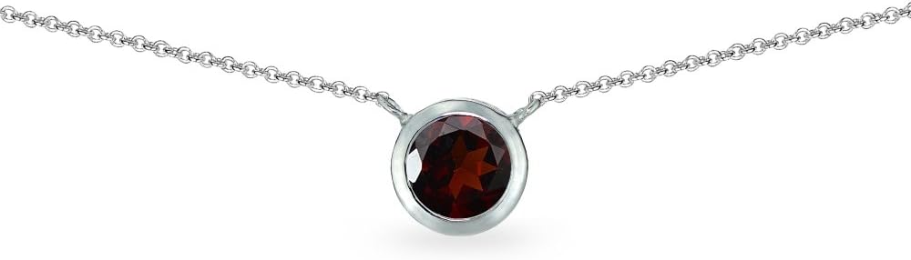 Spring Ring Clasp Tanzanite Bead Necklace - Sterling Silver with 6mm Round Bezel-Set Garnet - Perfect for Women, Dainty Choker Design