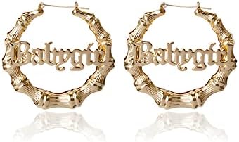 Gold Silver Plated Big Bamboo Hoop Earrings for Women Girls 80s 90s Outfits for Women Hip-Pop Style Party Jewelry Gifts