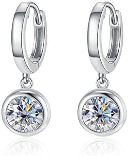 ANGEL SALES 2.30 Ctw Round Cut Diamond Drop Earrings Bezel Set For Girls & Women's 14K White Gold Finish