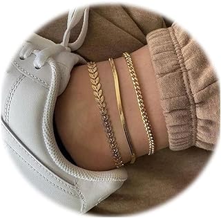 Gold Ankle Bracelets for Women,Sandbeach Anklets Bracelets for Girls,Waterproof Cuban Butterfly Heart Crystal Rhinestone Link Chain Anklets Set Dainty Jewelry Gift for Girls