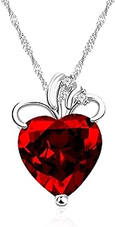 Uloveido Fashion Love Heart Crystal Pendant Valentines Birthday Necklace Silver Color N437