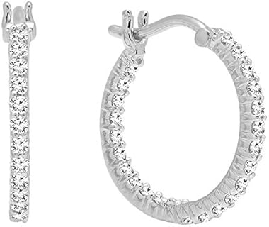 Dazzlingrock Collection's Hinged Post White Gold Hoop Earrings Adorned with Round, Lab-Grown, Conflict-free Diamonds