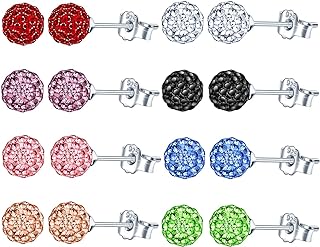 Unendlich U Stud Earrings 925 Sterling Silver Hypoallergenic Crystal 8mm Ball Earrings for Sensitive Ears Priercing for Mother's Day Gift