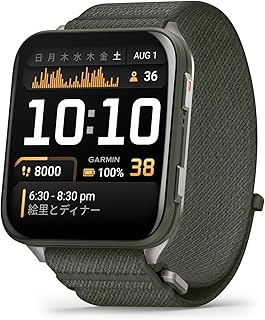 GARMIN Venu X1 ブラック/モスの大画面スマートウォッチ、薄型かつ軽量でゴルフ機能搭載、睡眠モニタリングに最適、日本正規品