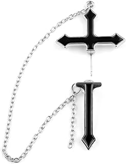 Dangle Sword Earrings with Alloy Chain, Gothic Black Cross Style for Women and Teen Girls, Lightweight Alloy Drop Design