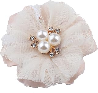 Flower Pearl Brooch Pins for Women, Fabric Rose Camellia Flowers Hairpin Headpieces, Brooch Lapel Pin Shawl Clips for Women Party Wedding Gifts