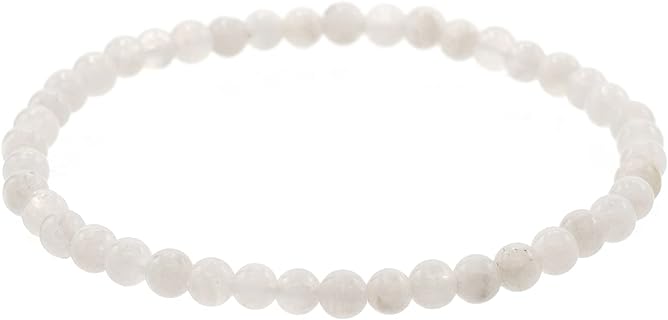Glossy 4mm Round Moonstone Stretch Bracelet in Various Lengths (6.5, 7, 7.5, 8 Inches) for Men, Women,Teens.Stone of New Beginnings