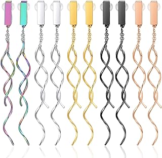 Spiral Drop Non-Pierced Clip On Earrings for Women and Girls in Stainless Steel with a Geometric Twisted Linear Design