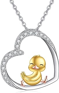 URONE Sterling Silver Animal Pendant Necklace with Lobster Clasp and Cable Chain - Unique Cute Animal Jewelry for Women and Girls