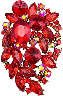 SELOVO Rhinestone Statement Brooch Pin Flower Dress Accessory