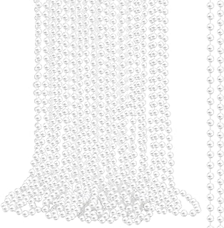 White Faux Pearl Necklaces 32 Inch 7mm and 6mm Pearl Bead Necklace Bulk Costume Jewelry for Flapper Party Wedding Bridal Shower Birthday Tea Party Decorations Party Favors