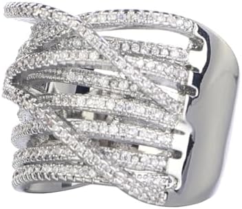 Vibrant Blue Kercisbeauty Statement Ring with Silver Plated Brass, Adorned with Rhinestones for Women, Size 9