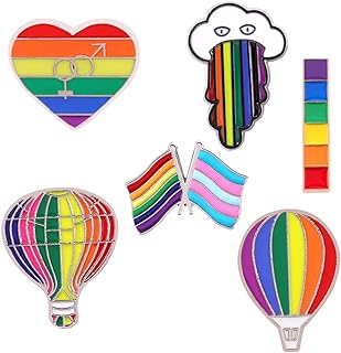 Fulles LGBT Pride Pin Set, Pink Topaz Embellished Hot Air Balloon & Love Brooches with Butterfly Clasp, Alloy Material for Backpacks, Hats, and Clothes