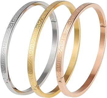 Gold Silver Plated Bracelets for Women Stainless Steel Bracelet Personalized Engraved Bangle Birthday Gift Girls Mother's Day Valentine's Day