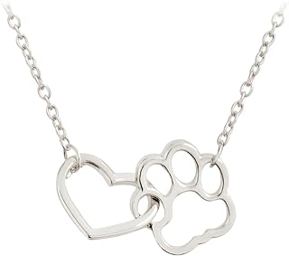 Cat Dog Puppy Paw Print Stamped Pet Memorial Pendant Necklace Love Heart Necklace Jewelry
