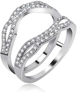 Women's Platinum-Plated Cubic Zirconia Infinity Ring Enhancer in Sizes 6-9, Perfect for Engagements and Anniversaries