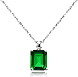 B. BRILLIANT Sterling Silver Genuine, Created or Simulated Gemstone Octagon-Cut Solitaire Pendant Necklace