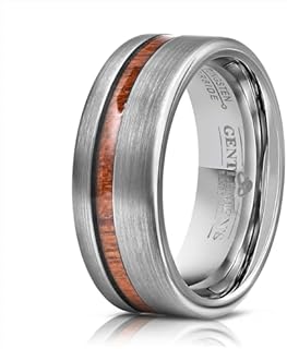 High-Quality Tungsten Carbide and Koa Wood Inlay Men's Wedding Band - Comfort Fit and Exceptionally Durable Ring for Men