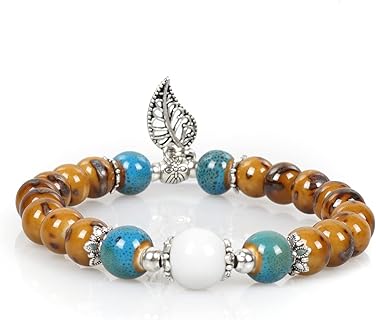 Creative Ceramic Bead Bracelet, Creative Ethnic Style, Colorful Ceramic Handmade Elastic Hand Chain for Women Girls