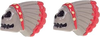 Sourpuss Brand - Native American Warrior Skulls - Stud Earrings, Multi-colored, One Size