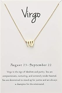 Zodiac-Inspired Virgo Pendant Necklace with gold-plated Alloy, Cable Chain, and Lobster Clasp, Complete with Birthday Horoscope Constellation Message Card